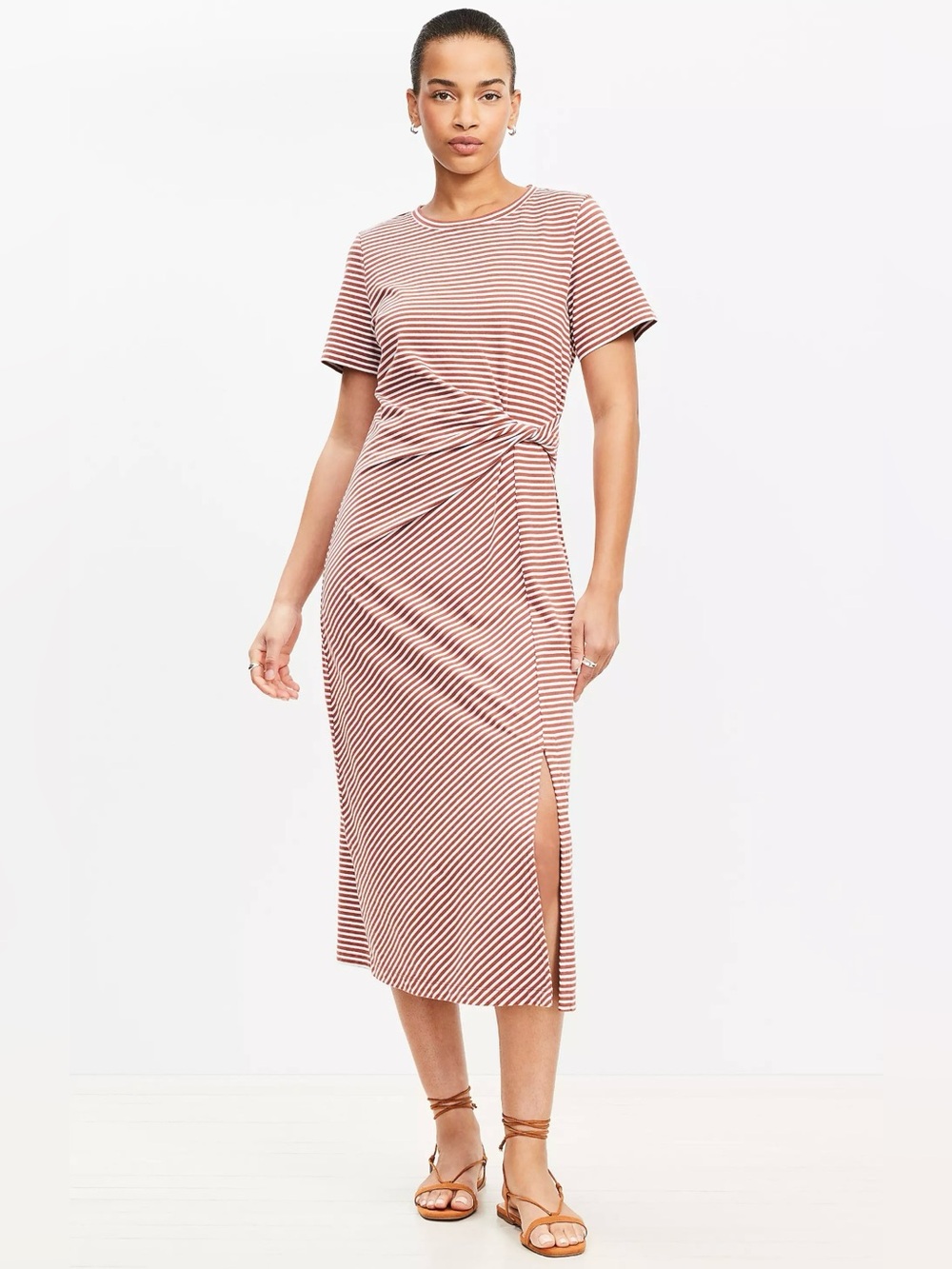 LOFT NWT Striped Twist Midi Dress Size Large
